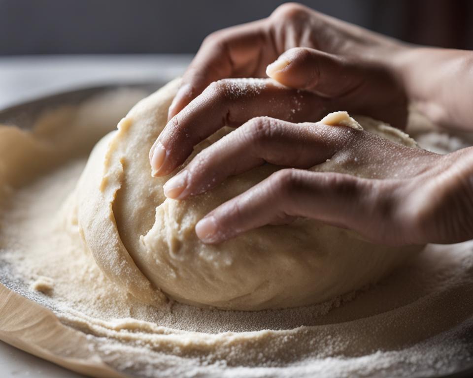 kneading dough for flaky bread