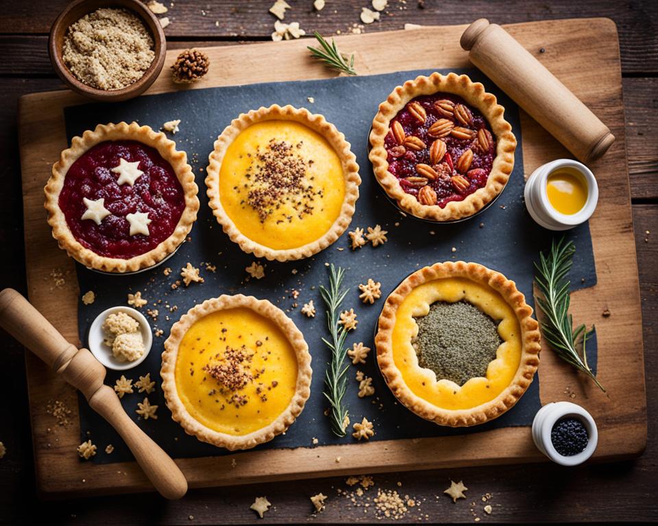 A variety of shortcrust pastry dishes