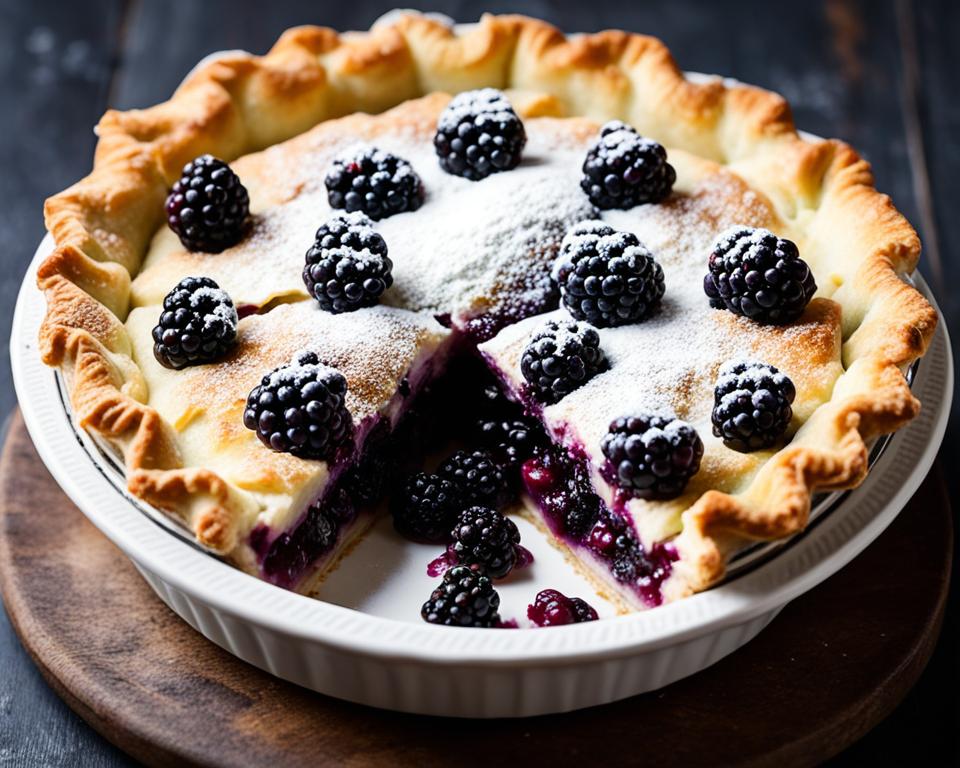 Delicious Blackberry Ruffled Milk Pie with Flaky Filo Dough