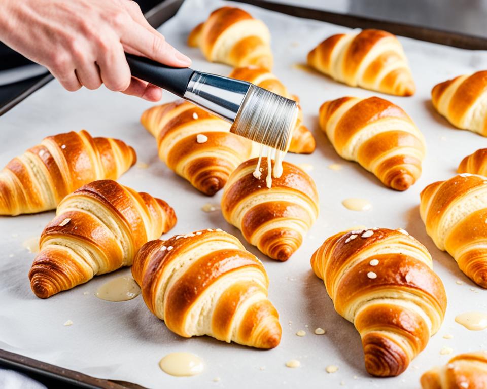 Egg Wash Application for Golden Croissants