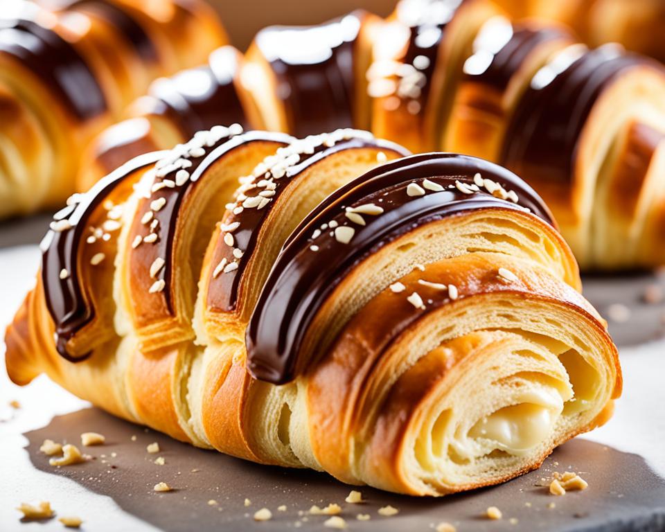 Flaky Texture of Chocolate Croissant