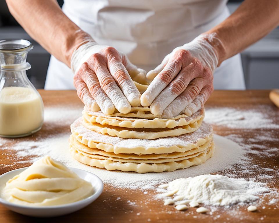 French pastry Mille-Feuille preparation