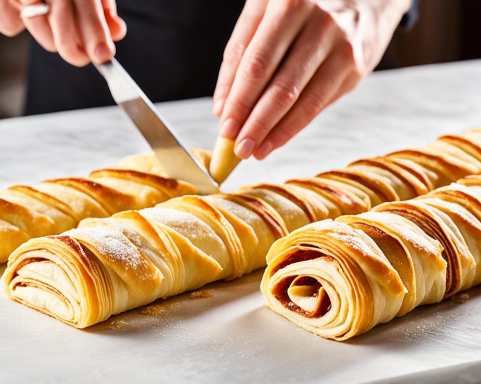 Puff pastry layers in French cuisine
