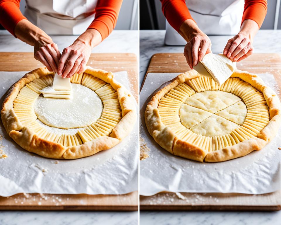 assembling a puff pastry galette