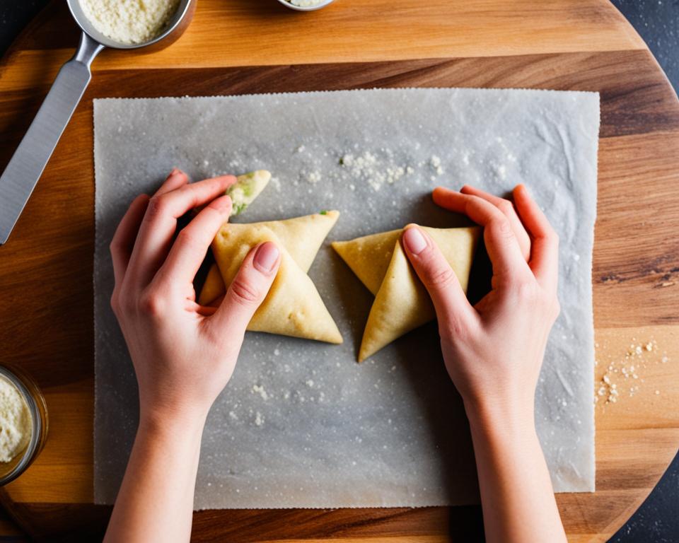 shaping samosas